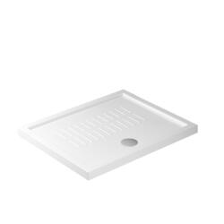 Piatto doccia ceramica rettangolare cm. 100x80 finitura bianco con piletta  bianca altezza 4.5cm - Bagno Italiano