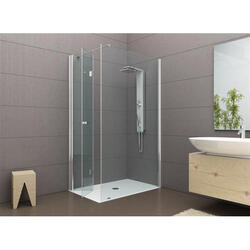 PANORAMA Box doccia Angolare fix+soffietto cm 140x80 finitura cromo  (misura 78/80-138/140 h.200) - Bagno Italiano