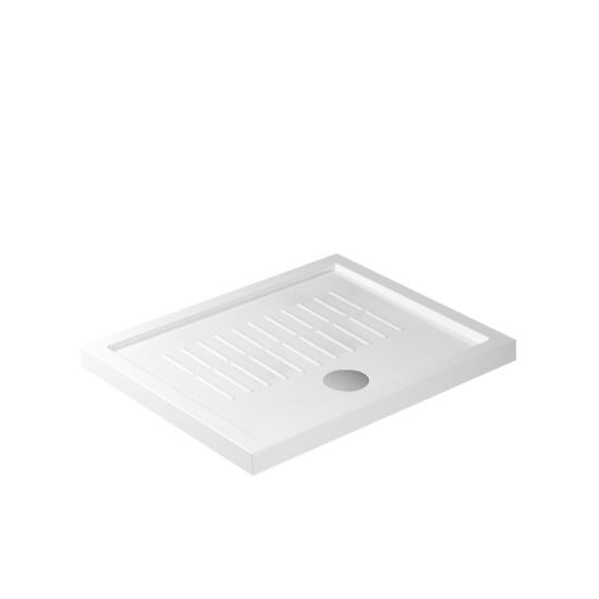 Piatto doccia ceramica rettangolare cm. 100x70 finitura bianco con piletta cromo altezza 4.5cm - Bagno Italiano