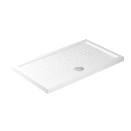 Piatto doccia ceramica rettangolare cm. 100x70 finitura bianco con piletta bianca altezza 4.5cm - Bagno Italiano