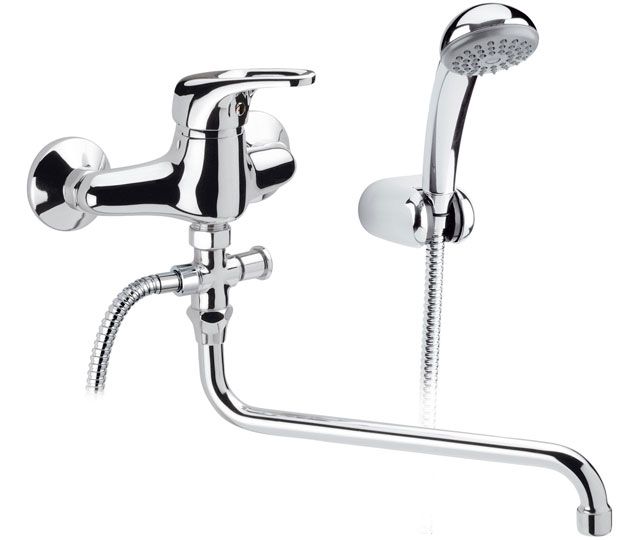 Deviatore Rubinetto Vasca Da Bagno.Eco Miscelatore Lavabo Vasca Con Canna Tubo Cm 30 Deviatore Con Kit Doccia Finitura Cromo Bagno Italiano